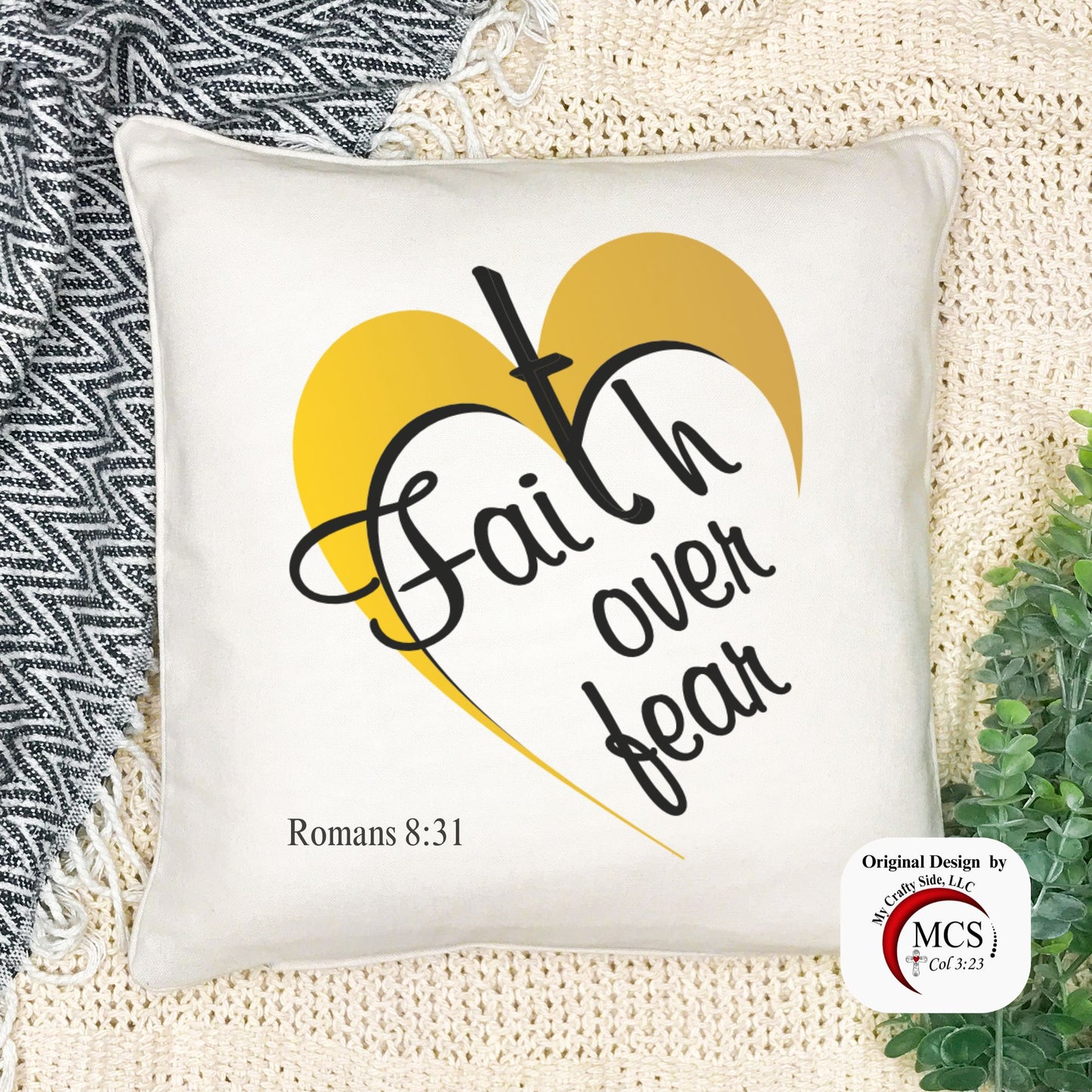 Throw Pillow Cover Faith Over Fear