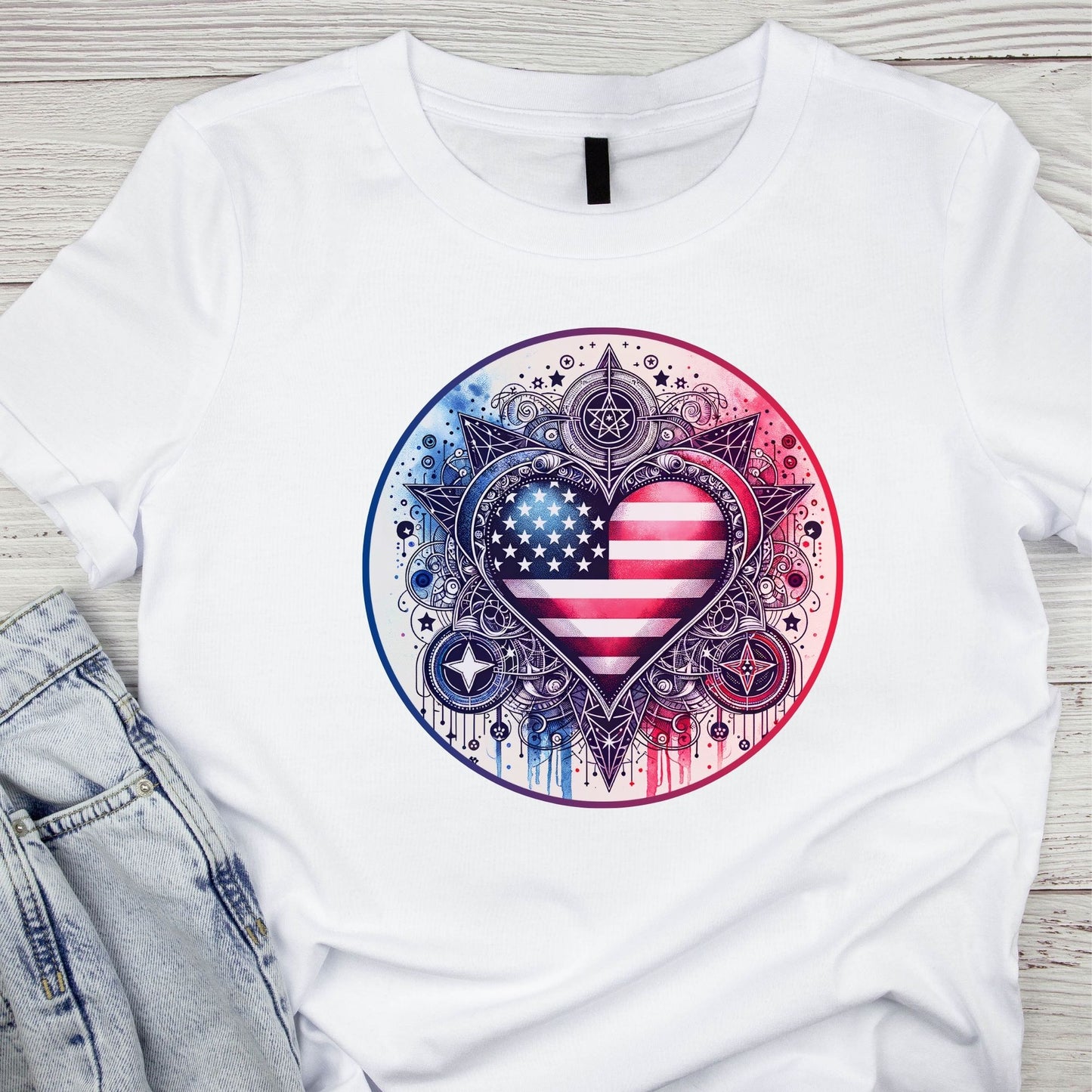 Shirt Mandala Patriotic Heart Performance