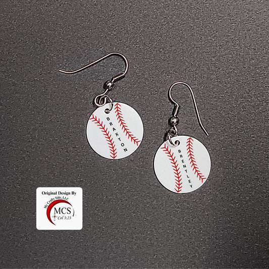 Earrings Personalized Baseball