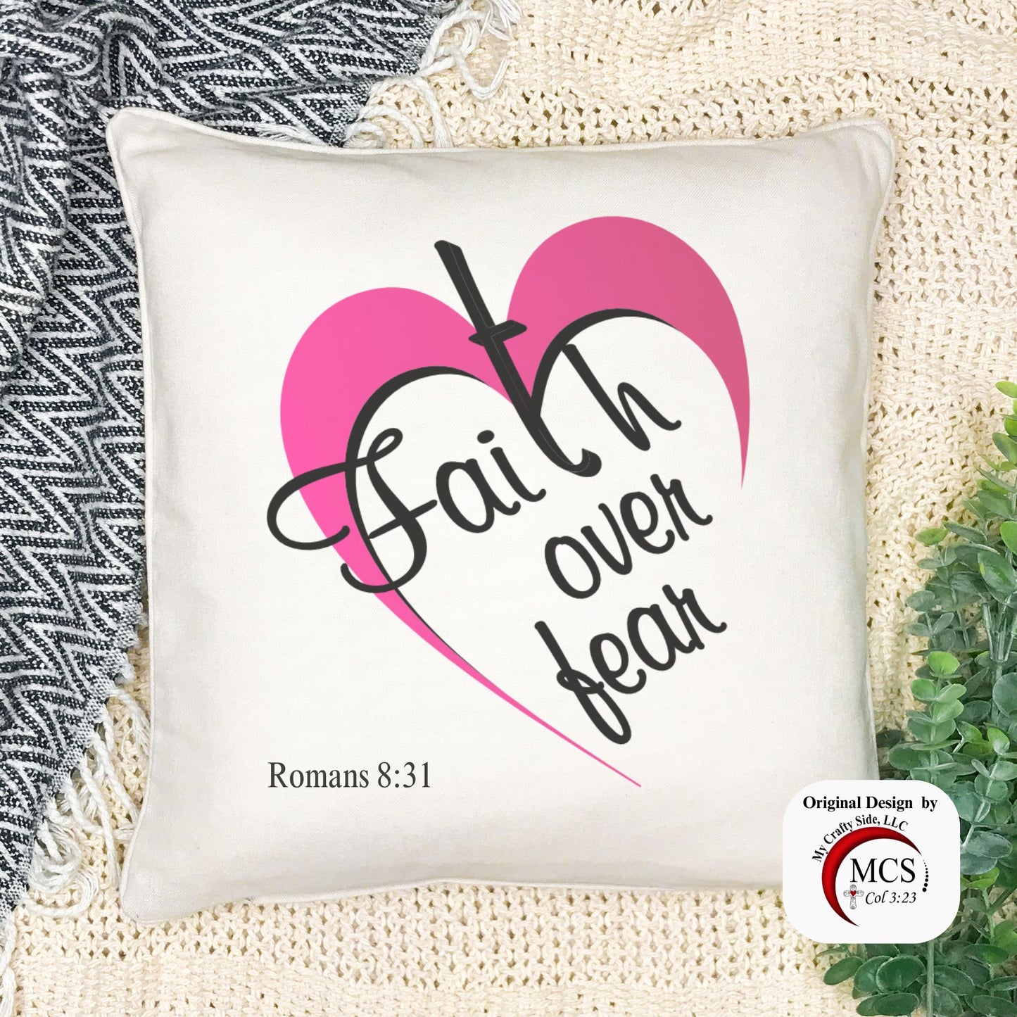 Throw Pillow Cover Faith Over Fear