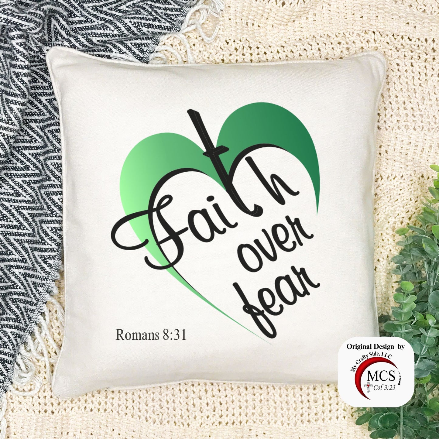 Throw Pillow Cover Faith Over Fear