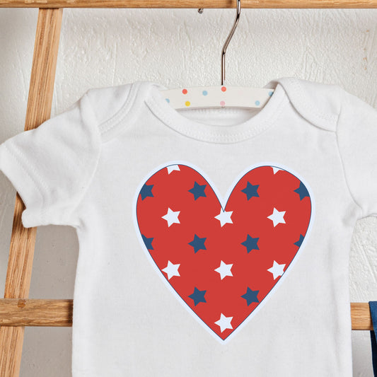 Onesie Heart With White and Blue Star